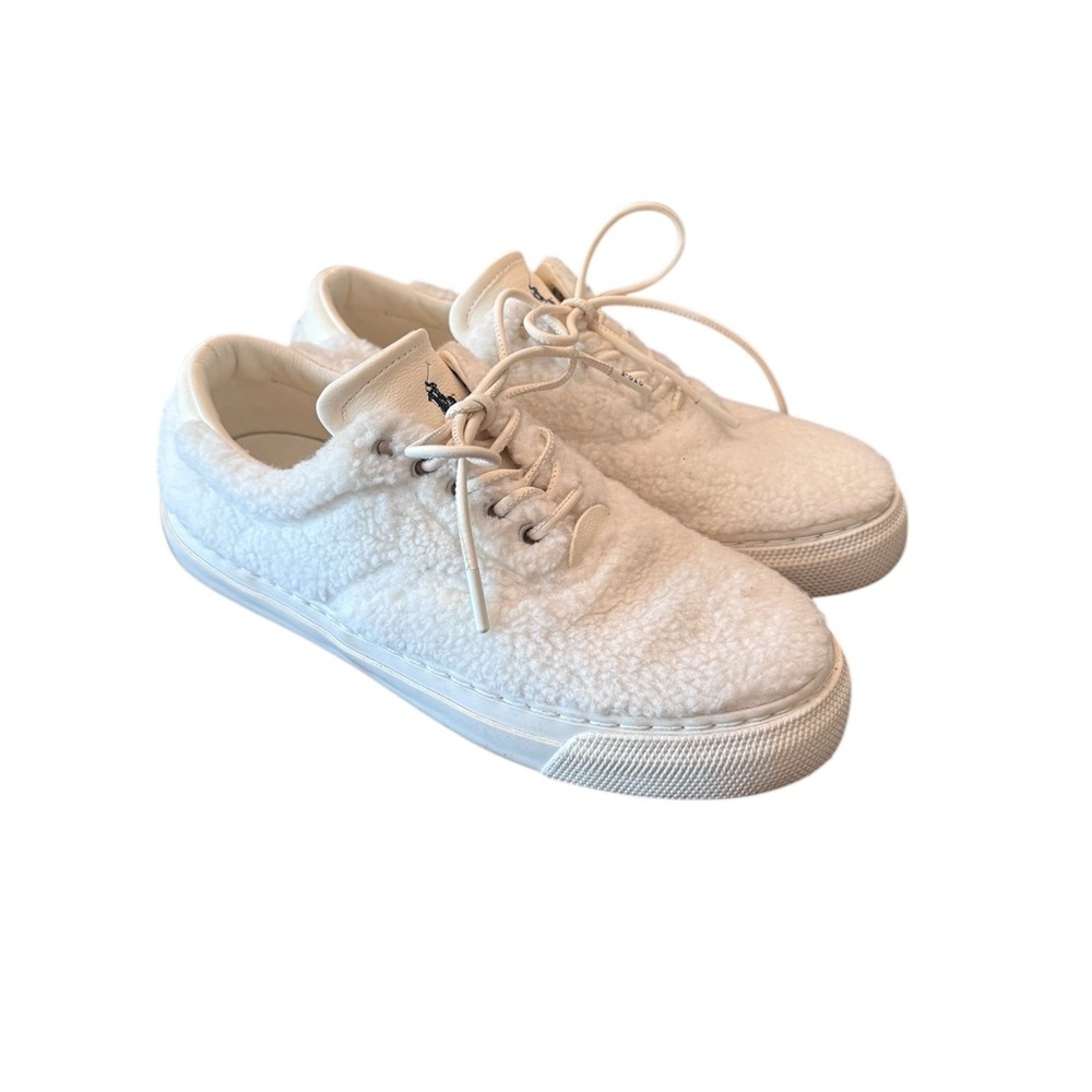 Polo Ralph Lauren Bryn Cream Hi Pile Fuzzy Faux Sherpa Sneakers